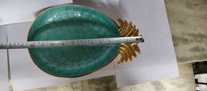 โลหะรูปสับปะรดชามผลไม้ทองและเคลือบ - Product Image 4