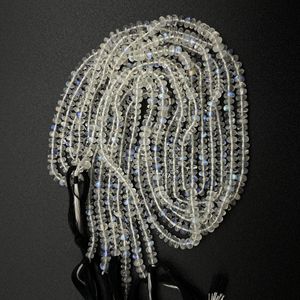 Rainbow Moonstone Smooth Rondelle Shape Beads , Natural White Rainbow Wholesale Beads For Jewelry Making - Product Image 4