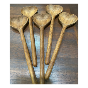 Cuillère de service design en bois d'acacia 100%, cuillères en bois naturel nouveau design ustensiles en bois sculptés floraux décoratifs - Product Image 1