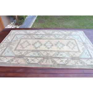 Alfombra de 5.2x8.4 pies, Alfombra Turca Vintage Grande, Alfombra de Lana Azul - Product Image 3