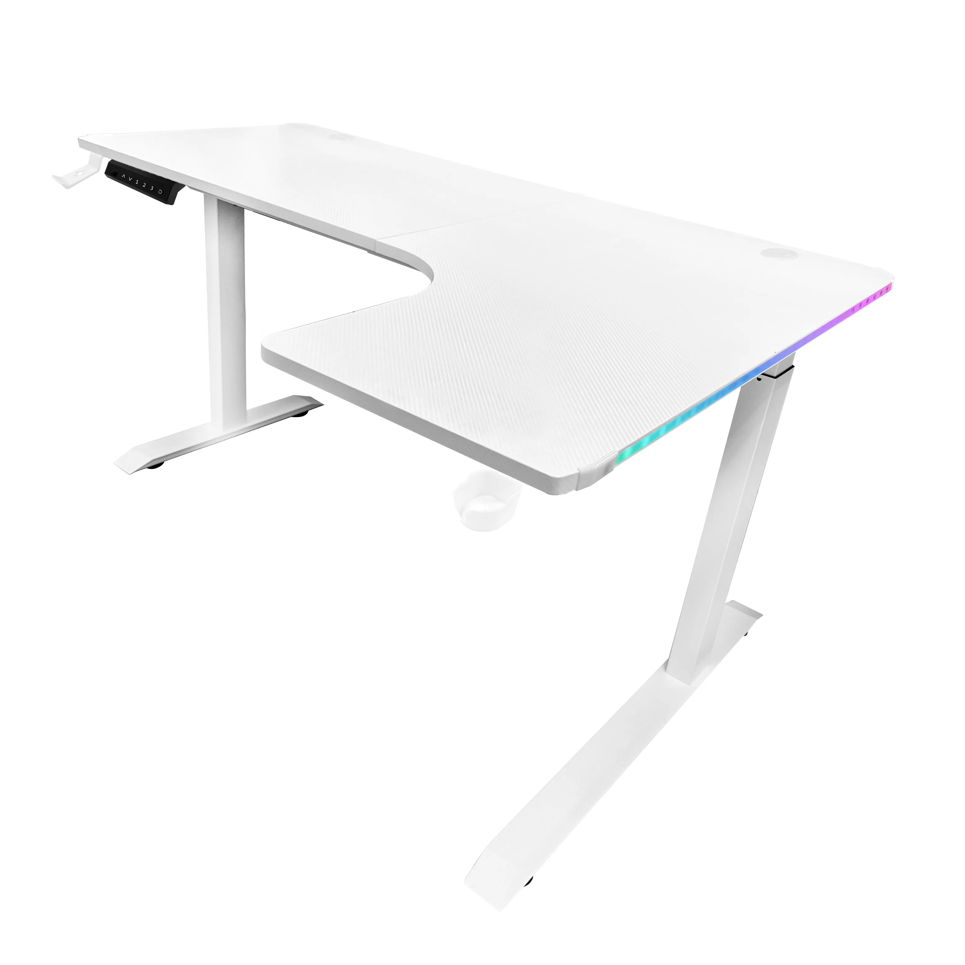 דרקון מלחמה בצורת L עמיד 140 160 שולחן שולחן עבודה באורך led rgb אור ישיבה עומד שולחן גיימינג עם משטח עכבר