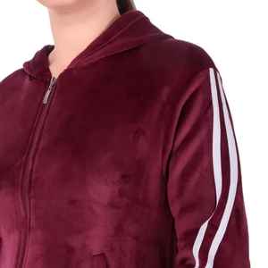 Survêtement élégant et confortable en polaire pour femmes avec col à capuche motif solide pour les activités d'hiver en plein air-Usage quotidien - Product Image 5