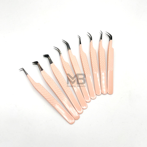 แหนบต่อขนตาแบบด้ามจับติดเพชรเคลือบสีนู้ดปลายพลาสมาสแตนเลสญี่ปุ่นสีดำติดฉลากได้ตามต้องการ - Product Image 5