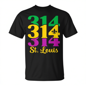 T-Shirt du Festival du Mardi Gras de St. Louis pour hommes et femmes, Design coloré noir - Product Image 1