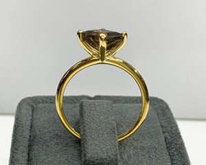 Anillo delicado de topacio ahumado con forma de princesa, piedra natal de diciembre en 18K, 24KGold, piedra preciosa marrón genuina, el mejor regalo para su mamá - Product Image 6