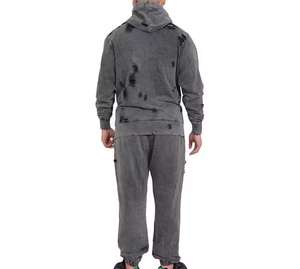 Ensemble de survêtement d'hiver pour homme en molleton 100% coton, respirant, imprimé, avec poches latérales, taille plus, jogging - Product Image 2