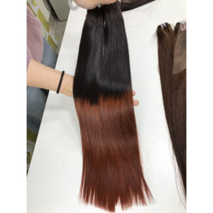 Genius Weft Hot Ombre naranja Extensiones de cabello humano crudo Alta calidad Cutícula alineada Frontal vietnamita Precio al por mayor - Product Image 6