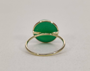 Fabriqué à la main 10MM forme ronde vert Onyx pierre précieuse bague Fine Standard argent plaqué or lunette ensemble anniversaire cadeau bijoux - Product Image 4