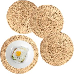 Woven Eco-Friendly Charger Plates Water Hyacinth Placemats 35cm/30cm Diameter <b>for</b> Dining Table Customized <b>Coasters</b> <b>Drink</b> - Product Image 4