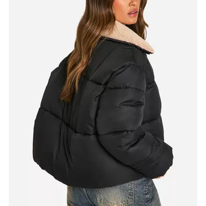 New Arrival Custom Women's <b>Puffer</b> <b>Jacket</b> <b>Cropped</b> Bubble Design Wool Lining Polyester Filled Windproof Breathable Bubble <b>Jacket</b> - Product Image 6