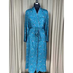 Recycled Silk Sari Women's Boho Chic Vintage <b>Beach</b> Cover Dress <b>Robe</b> for Resort Wear House Gypsy-Swimsuit Cover Ups - Product Image 1