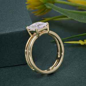 Top Trending IGI Certified Princess Cut VVS Lab Grown Diamond Chapado en oro 925 Anillo de compromiso de doble banda de plata al mejor precio - Product Image 1