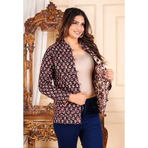 Chaqueta de algodón de invierno acolchada hecha a mano para mujer 2025, manga completa, estampado Floral Reversible, bordado, bolsillos dobles, otoño - Product Image 5