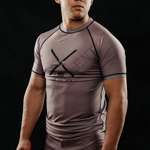 Chaleco de sarpullido Nylon Spandex Tela Playa O-cuello Camisa Natación Surf Camisa Transpirable Anti-uv Sun Rash Guard - Product Image 5