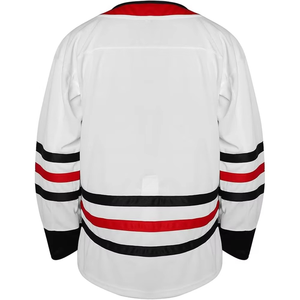 Jersey de Hockey sobre Hielo Personalizado, Uniforme de Equipo con Rayas Blancas, Rojas y Negras, Logotipo y Número Personalizados, Ropa de Entrenamiento Transpirable de Alto Rendimiento - Product Image 2