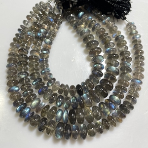 Cuentas de forma de Rondelle suave de labradorita de buena calidad, venta al por mayor, cuentas Flash multicolor de arcoíris negro - Product Image 3