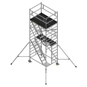 Ladder Manufacturers in India Jaipur Mobile Scaffold Tower With Stairway 1.35 m Wide 4.2 m Platform Ladder Best Wholesale Price