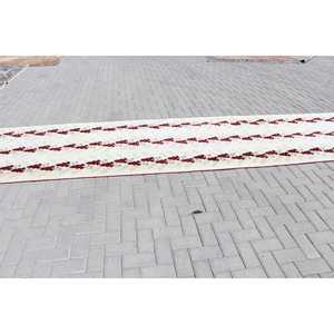 Alfombra Turca Vintage de 3.8x26.5 pies (116x807 cm), Alfombra de Lana Blanca con Diseño Floral - Product Image 3