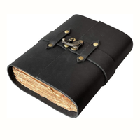 Journal vintage à double bande en cuir, couverture rigide, fait main, rustique, noir, avec pages en coton uni, pour dessin, voyage, cadeau, thermique