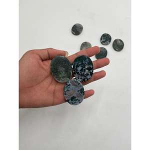 Cabujón de Ágata Musgo Verde Natural, Liso y Plano, 35x45x7 mm, Pulido, Gema Suelta para Joyería, para Colgantes y Anillos - Product Image 1