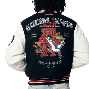 OEM personnalisé hommes Letterman Varsity veste tissu de laine à capuche chenille broderie cuir manches bombardier vol style baseball - Product Image 5
