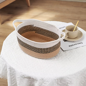 Panier de rangement en macramé minimaliste, organisateur élégant pour la décoration de la maison, chambre à coucher, salon, pratique et élégant, en provenance d'Inde - Product Image 1