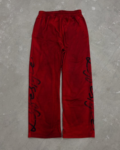 Personalizado 100% algodón hombres Jogging pantalones ácido lavado pierna ancha Flare sudor hombres pantalones Hip Hop cintura elástica recta Serigrafía - Product Image 3