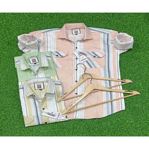 Camisa informal de algodón 100% a cuadros para hombre con cuello cuadrado varios tamaños colores liso teñido elástico transpirable para vacaciones de otoño - Product Image 1