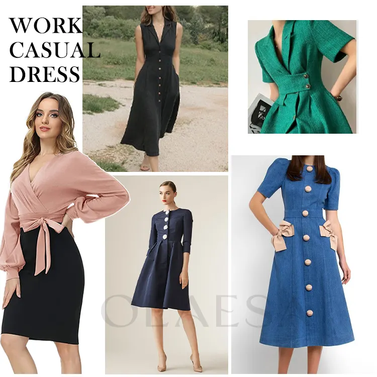 2024 Bangkok Bkk High Quality Career Clothing Casual Formal Business Dress Custom Women Work Casual Dresses For Work