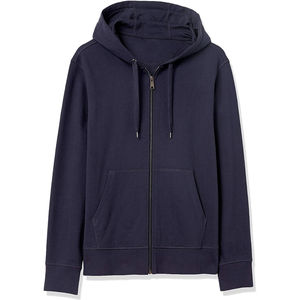 Sweat à capuche décontracté d'hiver pour homme, coupe classique, 100% coton molletonné, broderie personnalisée, fermeture éclair, design uni, technique de teinture unie, automne - Product Image 5