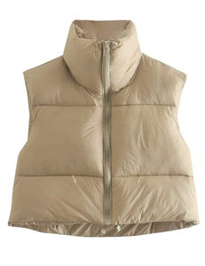 Venta caliente más nuevo estilo mujeres Puffer chaleco Stand Collar Zip up chaleco sin mangas prendas de vestir exteriores Casual moda chaleco para mujeres - Product Image 2
