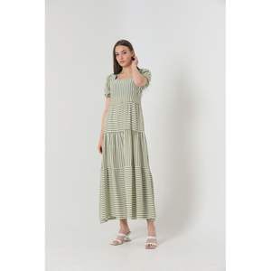 เดรสยาวลายทางสีเขียวพิสตาชิโอขายส่ง Topshow - Product Image 2