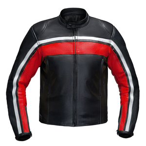 Legacy Red Black Soft Cowhide Leather Racing Motorbike Jacket Removable CE-Certified <b>Protectors</b> Motorcycle Riding Jacket For Men - Product Image 1