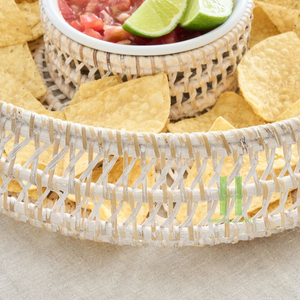 Plateau rond blanc de lavage de l'usine artisanale HNH Plateau de service en rotin carré personnalisable pour les aliments Plateau en osier tissé OEM - Product Image 5