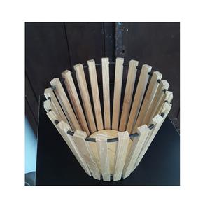 <b>Wooden</b> bucket rustic farmhouse planter handcrafted eco friendly storage solution for home garden terrace and festive decorations - Product Image 1