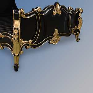 Cama Luis XV Hecha de Madera de Caoba de Alta Calidad con Color Negro y Dorado para Muebles de Dormitorio - Product Image 5