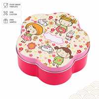 Boîte en métal personnalisée en forme de fleur avec couvercle, emballage cadeau OEM
