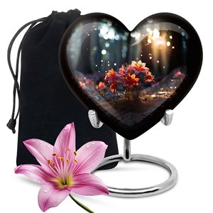 Urna de cremación de recuerdo de corazón de paisaje hermoso de estilo americano, urna funeraria de tapa segura pequeña con almacenamiento de cenizas - Product Image 1