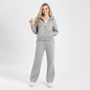 Solid Winter Autumn Casual Knitted Hoodie <b>Jacket</b> and Regular Fit Pants Set for <b>Women</b> - Product Image 4