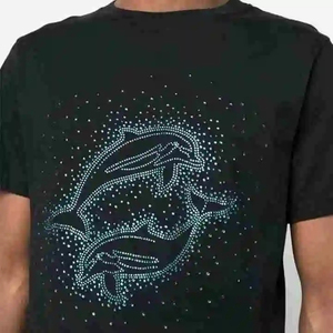 Vente en gros T-shirts décontractés 100% coton avec strass personnalisés imprimés par transfert de chaleur pour hommes dans toutes les couleurs et tailles - Product Image 4