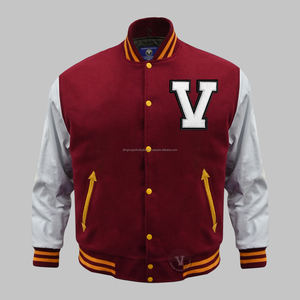 Patchs en chenille personnalisés manches en cuir véritable de laine vestes Letterman Baseball College pour hommes col montant pour le printemps - Product Image 4