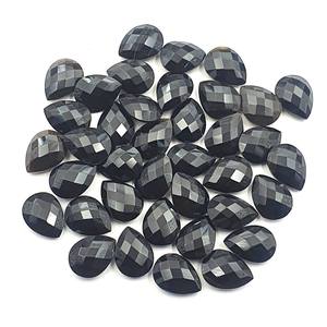 Briolette de pera de ónix negro natural, cabujones sueltos cortados, piedras preciosas para la fabricación de joyas - Product Image 1