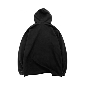 Vente en gros de sweats à capuche unis vierges personnalisés de haute qualité pull en coton pour hommes pull à capuche pour hommes sweats à capuche en coton polaire teinture noire - Product Image 2