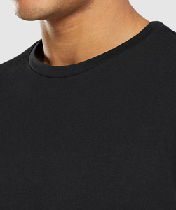 Camiseta Deportiva de Manga Larga, Color Negro Liso, Tela Regular, Temporada de Verano, Venta al por Mayor, Hecha en Pakistán, Camisetas de Algodón - Product Image 4