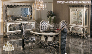 Conjunto de muebles de comedor de aspecto moderno de lujo, conjunto de mesa de comedor de 6 plazas con aspecto francés, mobiliario de comedor tallado de lujo moderno - Product Image 5