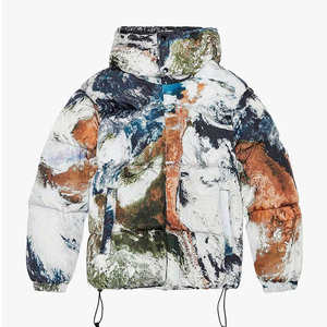 Veste matelassée en toile unique pour homme à capuche avec logo frontal personnalisable imperméable coupe-vent respirante de haute qualité - Product Image 6