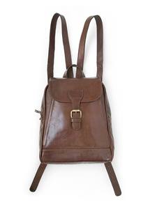 Brown Real Leather Vintage Business Backpack for Women Handcrafted Premium Sheepskin Adjustable Straps <b>Buckle</b> Closure Large - Product Image 2