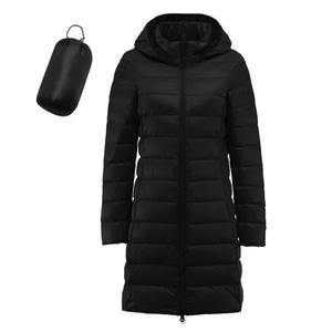Parkas chauds d'hiver pour femmes veste bouffante rembourrée à manches longues avec manteaux à capuche mi-longs de couleur unie - Product Image 4
