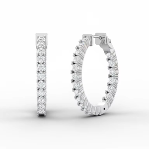 Women's <b>14K</b> <b>Gold</b> & Natural Diamond Eternity Style <b>Hoop</b> <b>Earrings</b> | Daily Wear Jewelry - Product Image 1