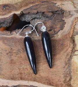 Black Onyx <b>Earrings</b> 925 Sterling Silver <b>Long</b> Drop Gemstone Jewelry Handmade December Birthstone Gift for Anniversary - Product Image 1